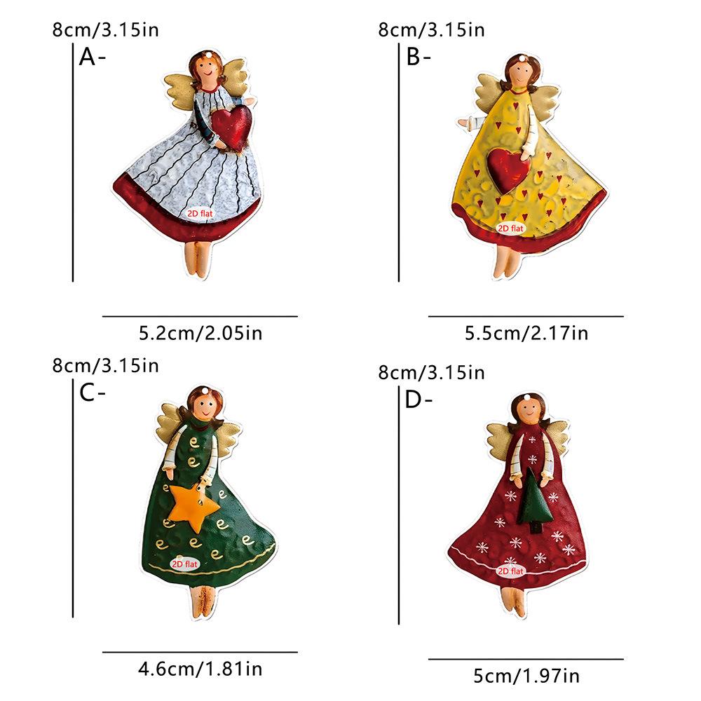 4PCS 2D Vintage Angel Hanging Decorations – Fantasy Wooden Xmas Tree Decor, Lightweight, Chrismas Pendants Gift, Drops & Finials
