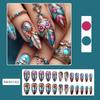 24pcs False Nails Blue Gradient Design Fake Nails Art Full Coverage Waterproof Removable Artificial Press On Nails