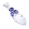 Crystal Quartz, Tanzanite Gemstone 925 Sterling Silver Jewelry Pendant 2.4" AH-3244