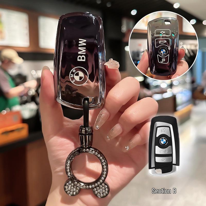 Совместимый чехол для ключа BMW для моделей 3 серии, X3, 530Li, 5 серии, 525, 1 серии, 7 серии и X4 - ТПУ корпус с пряжкой.