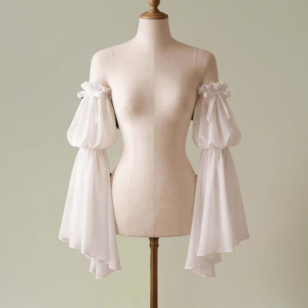 1 pair Chiffon Fabric Arm Covers Flare Shape Detachable Cuffs Fake Sleeves Bridesmaids
