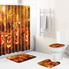 Halloween Series Bathroom Shower Curtain Floor Mat Toilet Cover Foot Mat Four-Piece Pattern Size