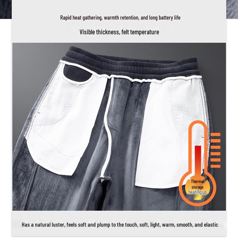 Мужские вельветовые спортивные штаны на флисовой подкладке на зиму 2025: Плотные повседневные хлопковые брюки для осени и зимы