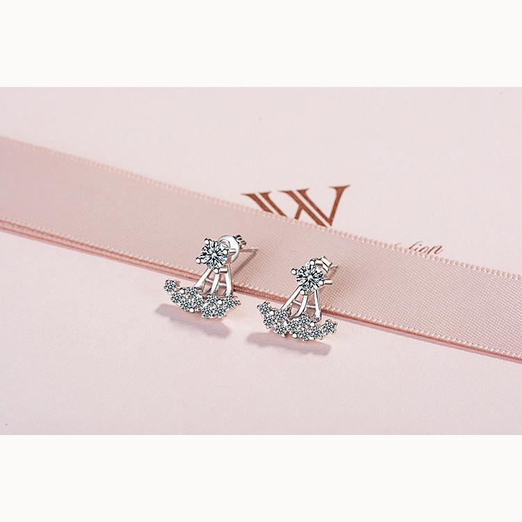 Back Hanging Zirconia 1 Pairs Shiny Zircon Stud Earrings for Women Vintage Wedding Jewelry Classy and Elegant Trendy Girl Gift