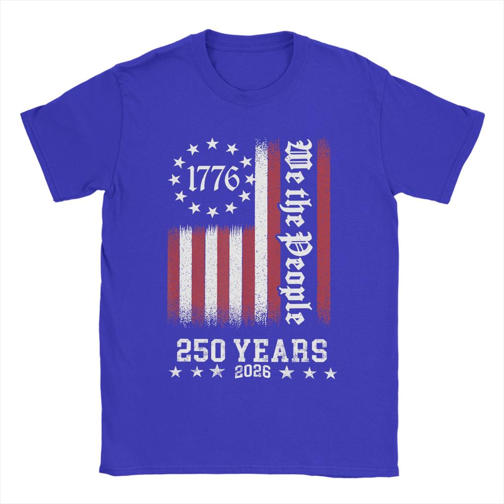 Vintage USA Flag 250th Anniversary Day T Shirt Summer 100 Cotton TShirts For Unisexs Leisure Pattern Tee Shirt Top Tees