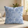 Blue Tile Pattern Cushion Cover Silky Short Plush Invisible Zipper Dustproof Sofa Pillow Case For Home Decor