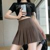Серая плиссированная юбка с высокой талией для женщин на лето, ретро, облегающий костюм, защита от просвечивания, маленькая А-силуэта, юбка до середины бедра