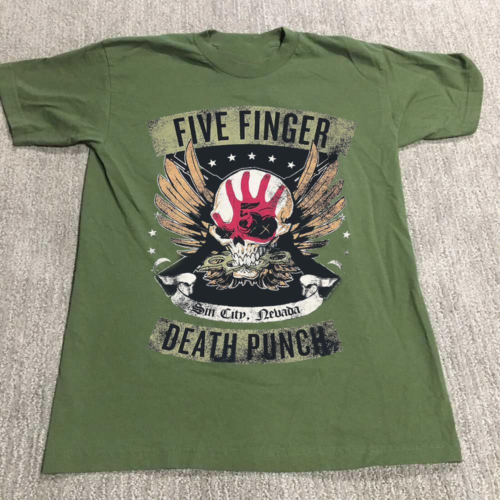 Новая Популярная Футболка Five Finger Death Punch Подарок Для Фанатов Размеры от S до 5XL Зеленая Унисекс