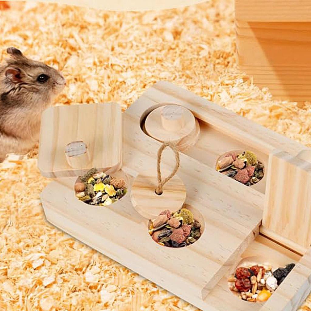 Foraging Toys For Rabbits Interactive Wooden Small Animal Dispenser Cute Pet Puzzle Toys For Indoor Feeding Cage Play Pet Home