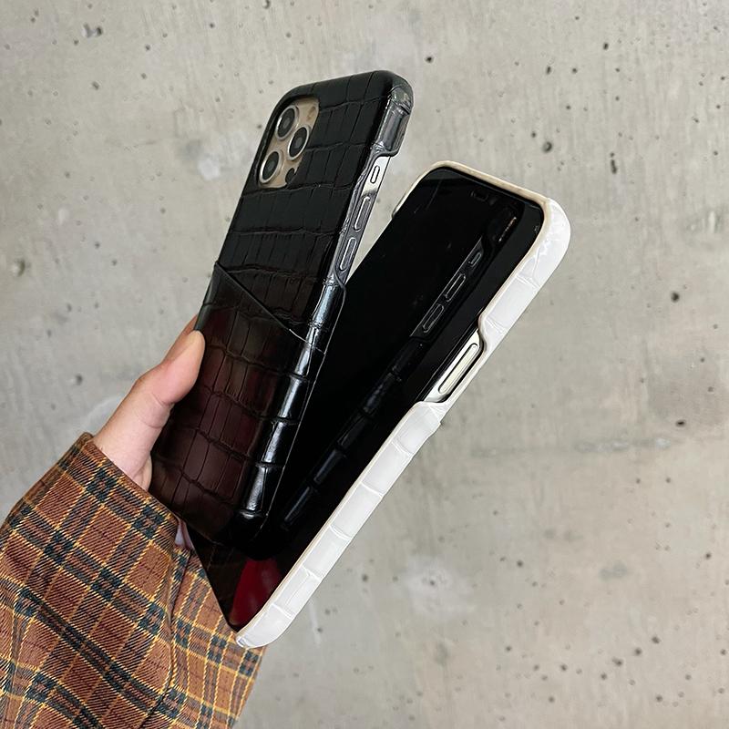 Высококачественный держатель для карт из крокодиловой кожи, мягкий чехол для телефона из искусственной кожи для Iphone 13 Mini 11 12 Pro Max, розовая задняя крышка, чехол