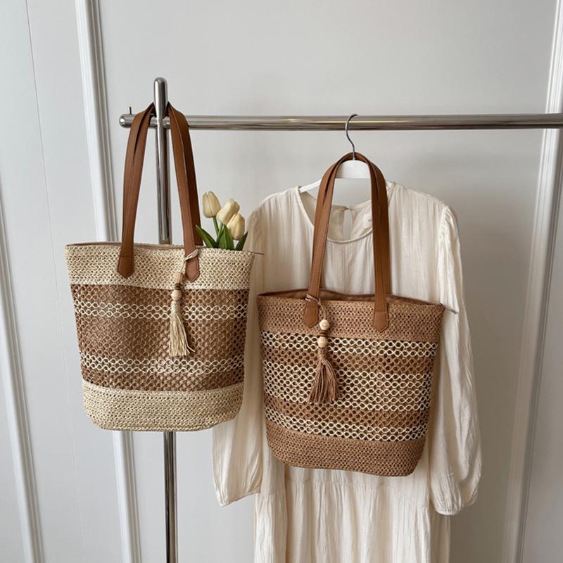 Женская стильная вязаная наплечная сумка, ажурная плетеная сумка, ручная тканая сумка-тоут, женские дорожные сумки для поездок на работу AVE