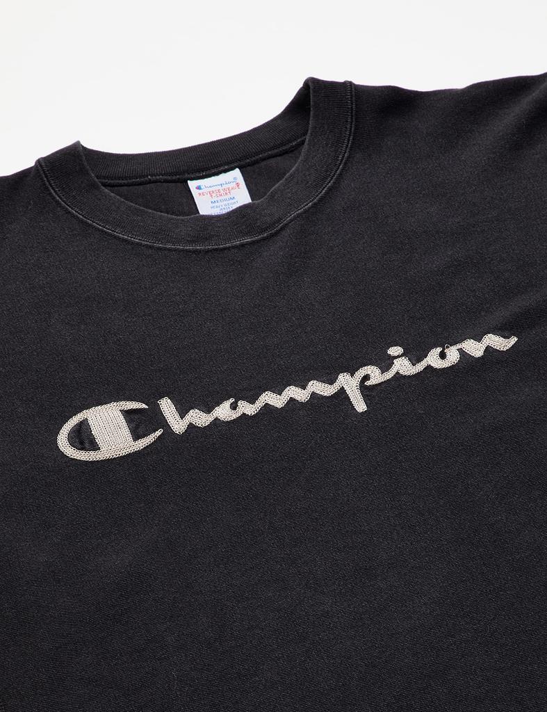 Champion Long Sleeve Black Sulfide Reverse Script Logo Size Men's T-Shirt, 9.4oz, 100% Cotton, Yarn, Weave® Embroidery, Off-Black, M, C3-Q417