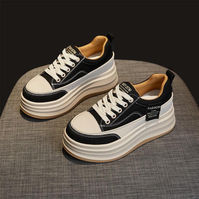 Spring and Autumn Women's Shoes Thick-soled Inner Heightening Board Shoes New Popular Shoes Versatile Casual Sports Little White Shoes Women