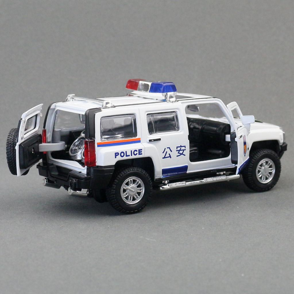 Alloy Car Model Hummer H3 Police Suv With Sound Light For Kids Play