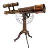 Antique Brass Telescope Double Barrel with Tripod Stand
