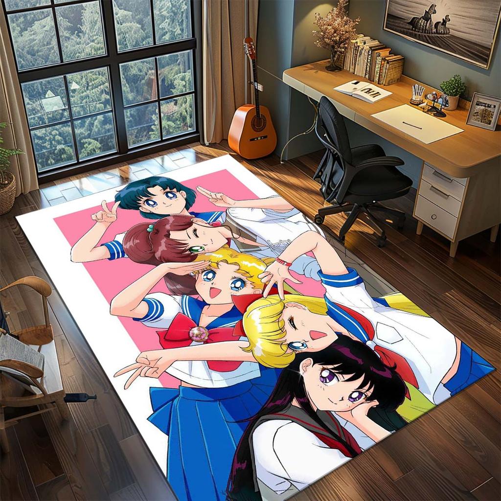 Sailor Moon Anime Rug Carpet Large Area Rug Non Slip Washable Floor Mat Gamer Room Bedroom Home Decor