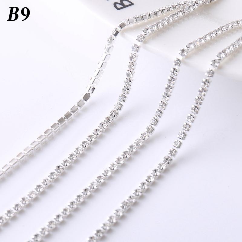5M Rhinestone Drill Chain 2mm Glass Rhinestone Claw Chain Trim DIY Sewing Costume Craft Performance Clothing Decor Accessories