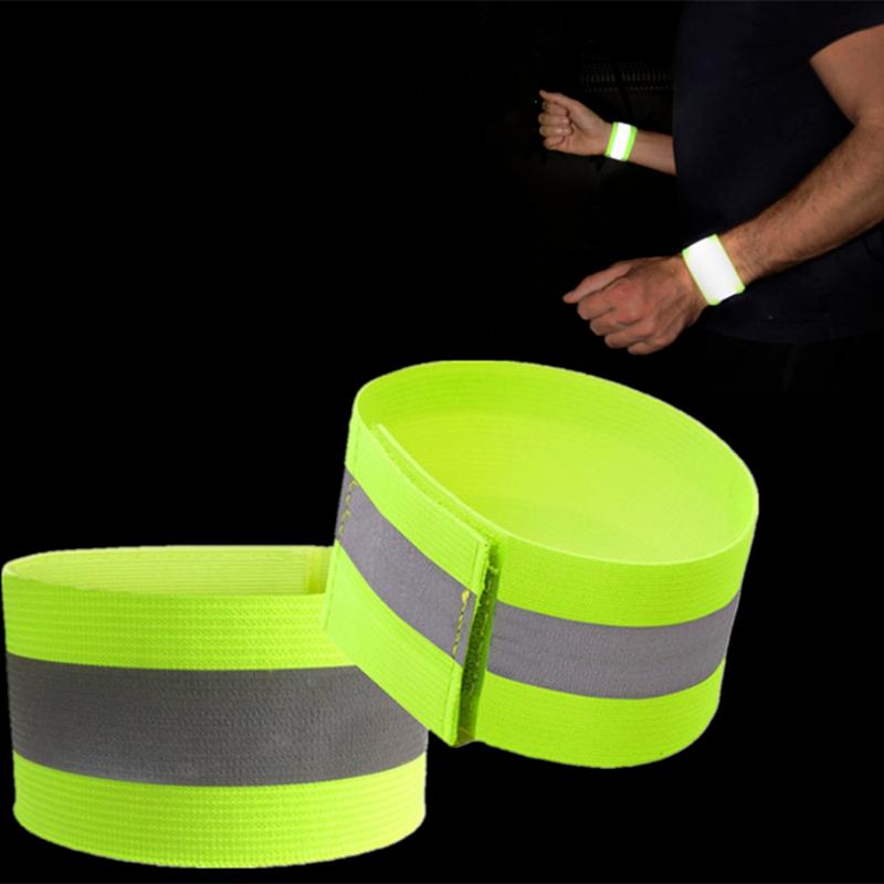 1Pc Cycling Reflective Strips Elastic Bandage Warning Armband Reflective Wristband Sport Tape Sports Safety Cycling Arm Belt