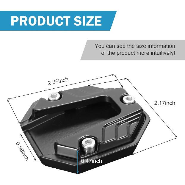 Motorcycle Kickstand Pad, Alloy Non-slip Side Support Extension Plate, Anti-sink Parking Stand Foot Mount with Enlarged Bottom, Universal