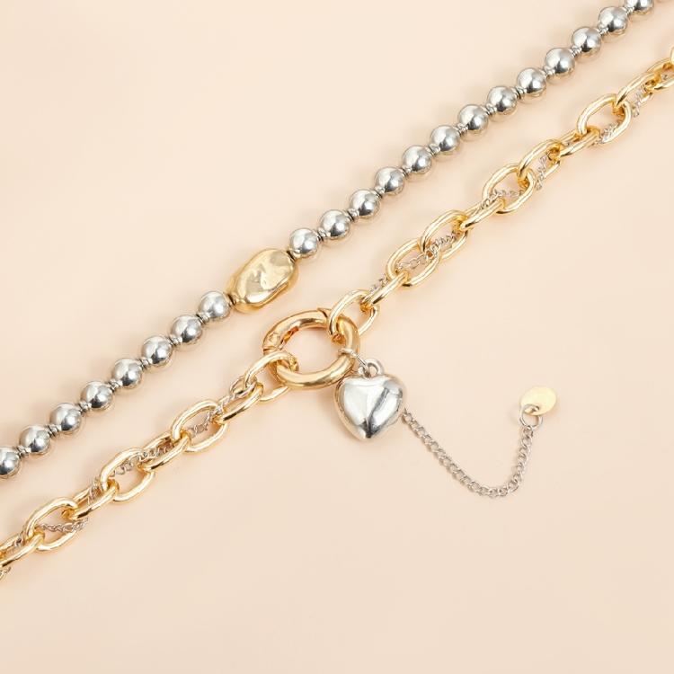 Уникальное ожерелье с переплетенными сердцами, кулон из смешанного золота и серебра, многослойная цепочка, ювелирный аксессуар для повседневной носки