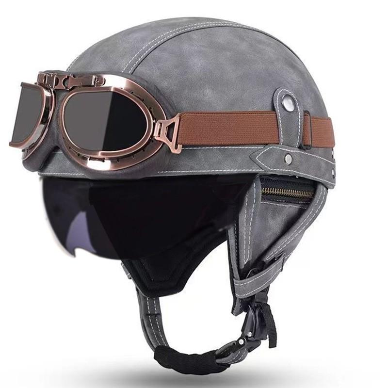 Vintage-Style Open Face Motorcycle Helmet Adults Unisex ABS Half With 3C Certification