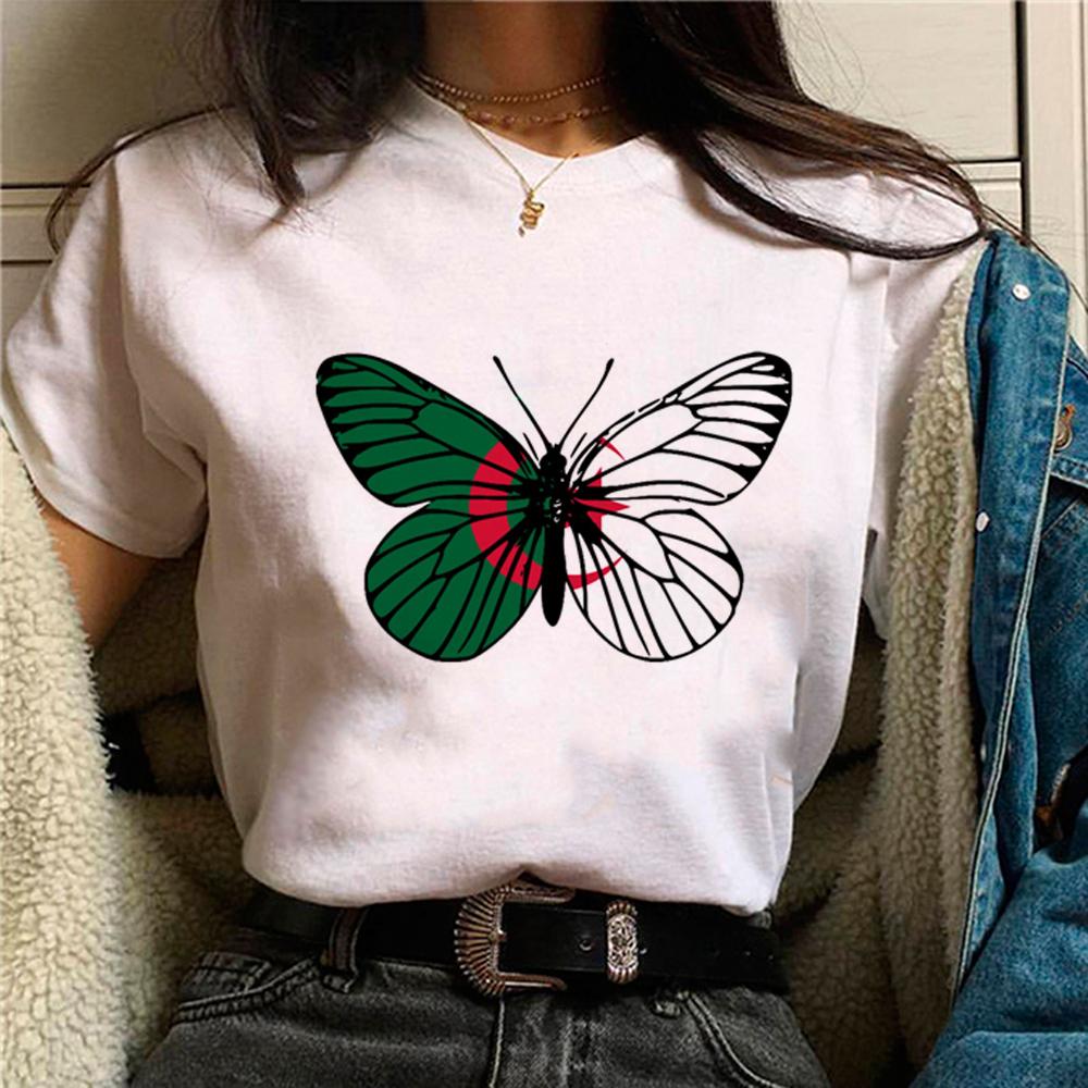 Algeria Cross Flag Shirt Algeria Crewneck Shirt Algeria Travel Gift Unisex Harajuku Print T-shirt Algiers Tee Algeria Shirt