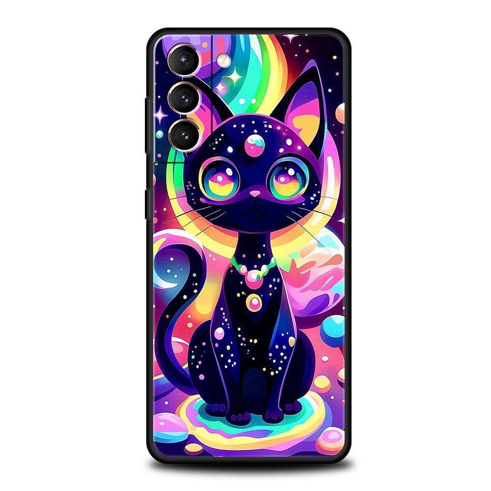 Чехол для телефона с ярким дизайном кошки для Samsung Galaxy S26 S25 S24 S23 S22 S20 S21 FE Ultra S25 Edge Plus 5G Мягкий ТПУ Чехол Сумка Funda
