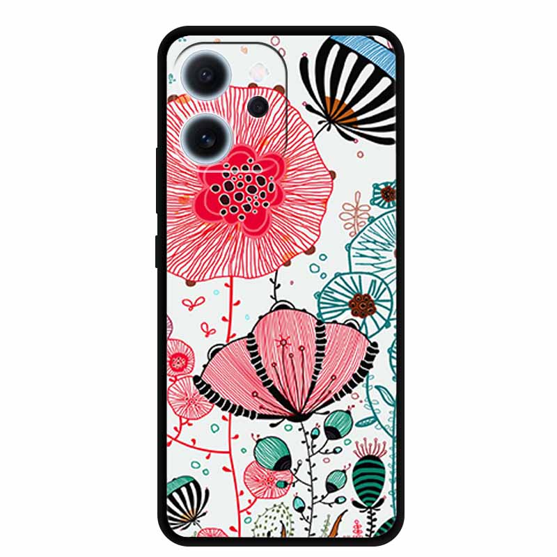 Cartoon Phone Case For Oppo Reno15 F Soft TPU Silicone Protector Relief Flower Emboss 3D Cover Funda Reno15F 15F Bumper Shield