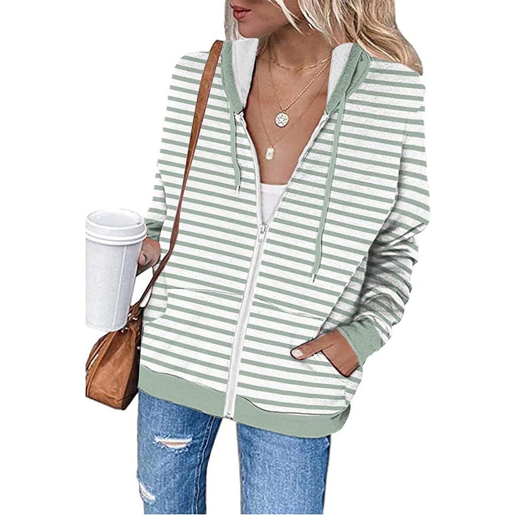 Женские модные повседневные однотонные толстовки с длинными рукавами, толстовки на молнии, пальто с карманом