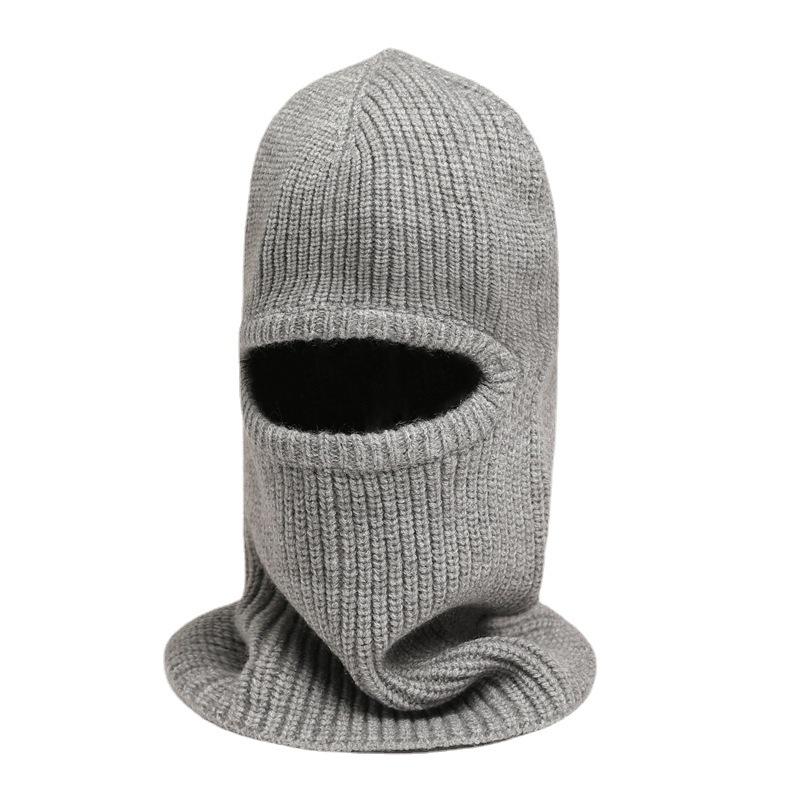Masked Scarf Cover Hat Integrated Knitted Wool Scarf Winter Warm Solid Color Hat Ear Protection Scarf Ski Cap