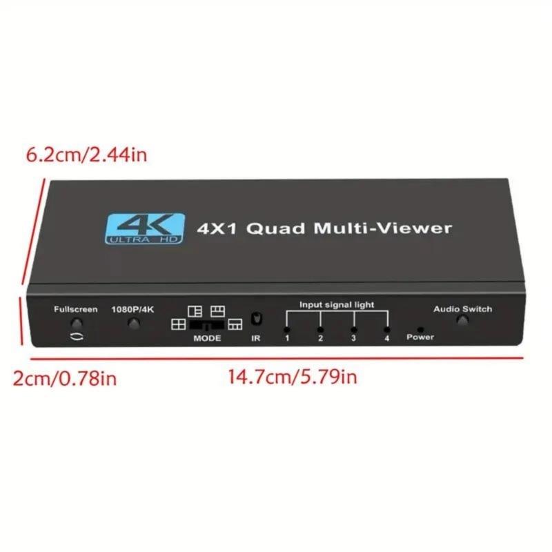 Многооконный HDTV-разветвитель с 4 входами и 1 выходом, поддерживающий разрешение 4K 30 Гц и бесшовное переключение для совещаний