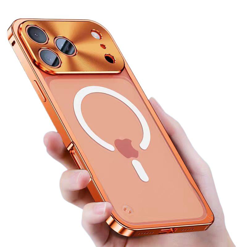 Роскошная металлическая рамка из алюминиевого сплава для чехла MagSafe для iPhone 17 16 15 14 13 12 Pro Max, магнитная беспроводная зарядка, задняя крышка для телефона