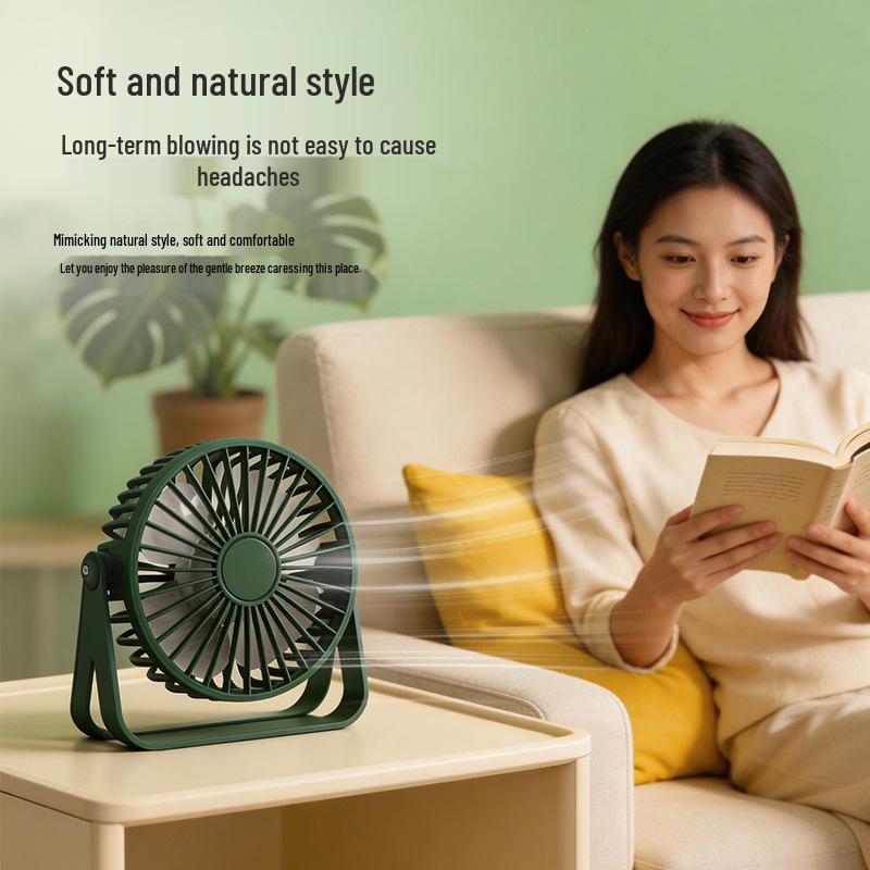 Portable USB Fan with Silent Operation, Long Battery Life, and Strong Wind for Desktop and Bedroom Use