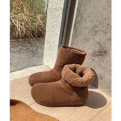 Женские зимние теплые ботинки большого размера на мягкой подошве с увеличением высоты, с мехом, противоскользящие, для снега, плюшевая подкладка, ботильоны, спортивные хлопковые ботинки для улицы