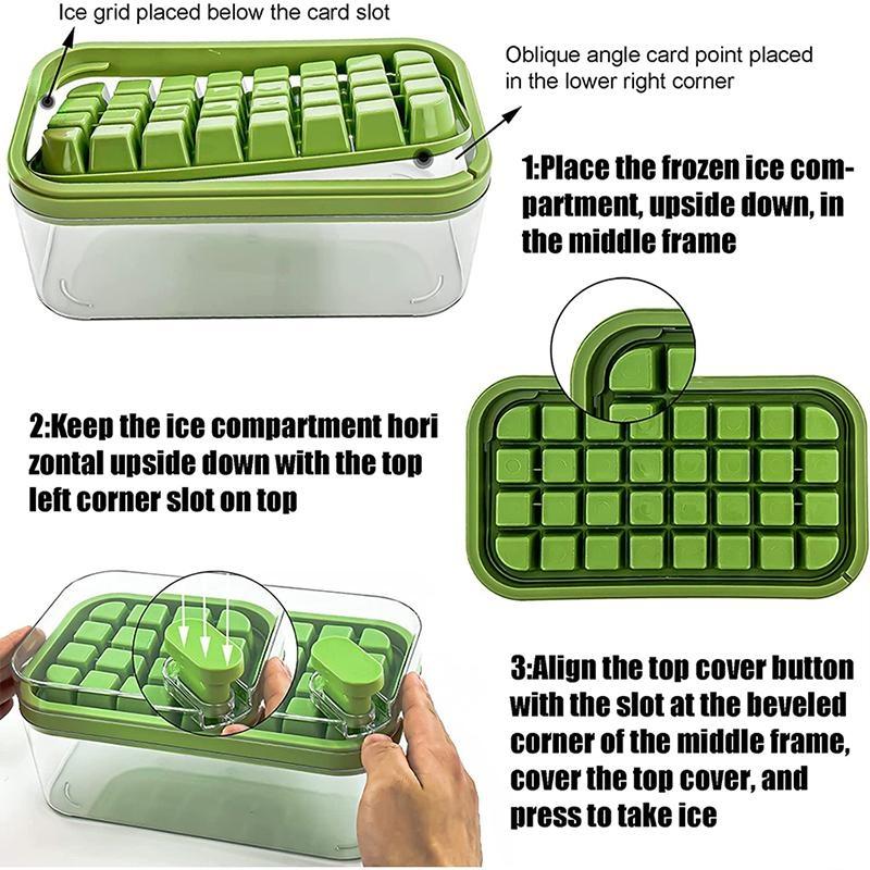 1 шт., пресс-форма для льда с одной кнопкой, коробка для формования льда 32/64 сетки, пластиковая форма для изготовления кубиков льда, форма для лотка для льда с коробкой для хранения с кухонным барным инструментом для прохладительных напитков