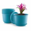 10-дюймовые пластиковые круглые цветочные горшки с поддоном для домашних растений, для террасы, сада и т. д. | Упаковка из 05 штук | Павлиний | для домашних растений для садоводства в помещении и на открытом воздухе
