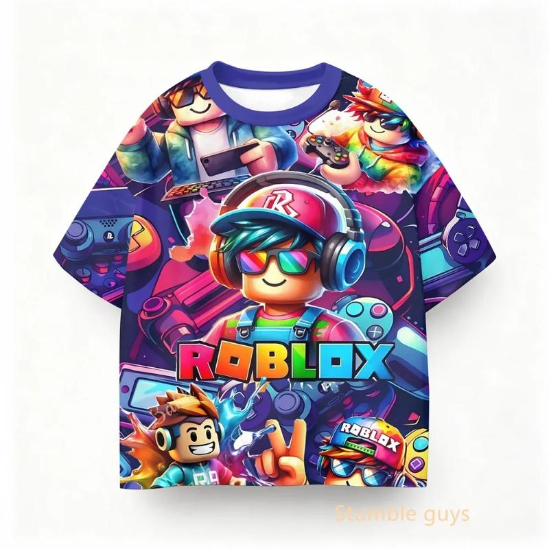 Летняя детская футболка с принтом Roblox Game Anime Одежда для мальчиков Летняя одежда для девочек