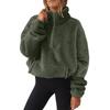 2025 Autumn Winter Women's Plush Fleece Half Zip Sweatshirt, Stand Collar Jacket with Pockets, Cozy Sherpa Lined Casual Top for Cold Weather