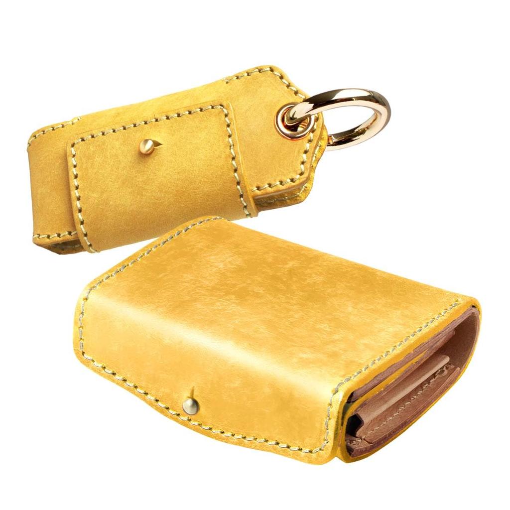 Compact Trifold Genuine Leather Italian Leather Smart Key Case Set of 2 Leather Wallet with Coin Purse [Days Art] Men's