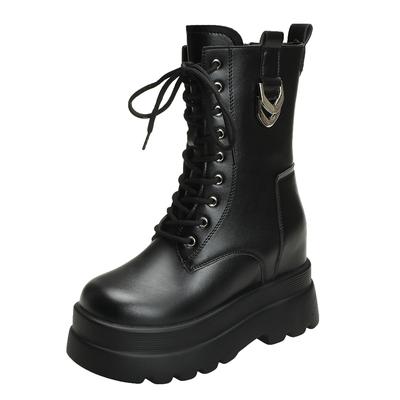 Модные осенние женские полусапоги, каблук 9,5 см, высокая платформа, мотоциклетные ботинки, кожаные массивные туфли, женские ботинки на толстой подошве, короткие панк-ботинки