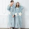 Couple Shower Robe Winter Sleepwear Star Hooded Long Bathrobe Warm Plush Man and Woman Terry Robe Korean New Pajamas Night Gown