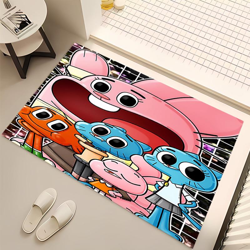 1pc The Amazing World of Gumball Print Area Rug - Soft, Washable Non-Slip Indoor Mat, Living Room, Home Office Decorative Rug,Office Decorative
