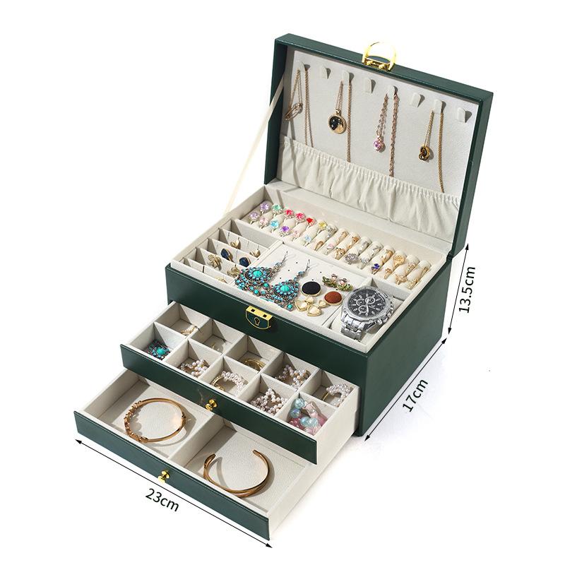 Large Capacity Light Luxury High-End Exquisite Jewelry Box 2025 New Necklace with Lock Earrings Anti-Oxidation Storage Box