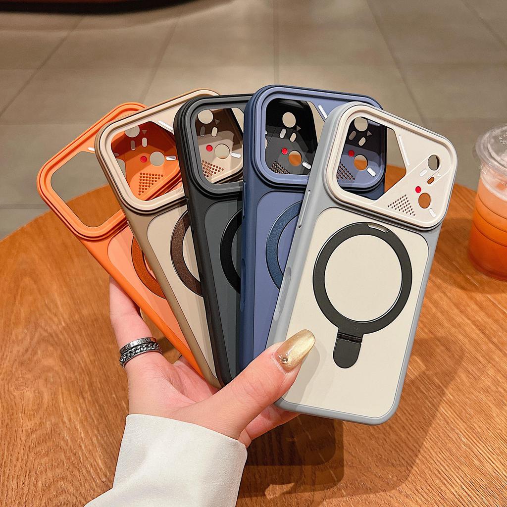 Магнитный матовый противоударный чехол для iPhone 17 Pro Max в стиле Mecha Color с ощущением кожи Apple 16
