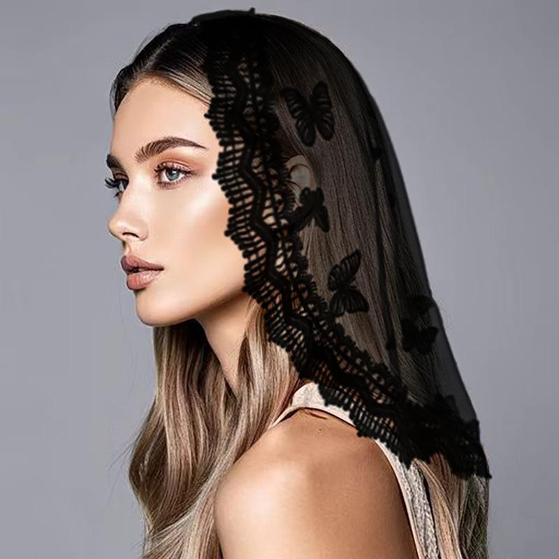 Round Lace Head Scarf Veil for Girl Hair Scarf Hair Decors Church Hair Scarf Headbands Ethnic Wedding Bride Headpiece