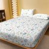 1 Simple Modern Plant Flower Printed Matte Fitted Sheet, Bedroom Printed Bed Cover, Bedding (Excluding Pillowcases)
