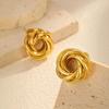 Geometric Irregular Twist Texture Earrings for Women, Gold Color Chunky Stud Earrings, Vintage Jewelry Gift