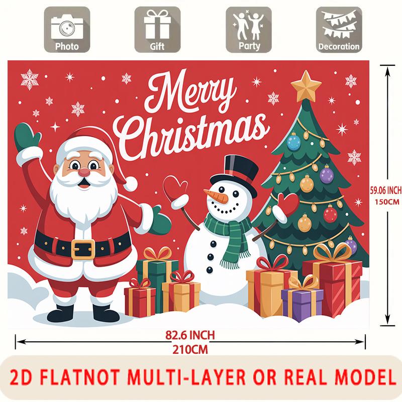 Party Backdrop Santa Claus Christmas Flat Merry Santa Claus Snowman Tree Multi Photo Booth Decor Front Door Decor