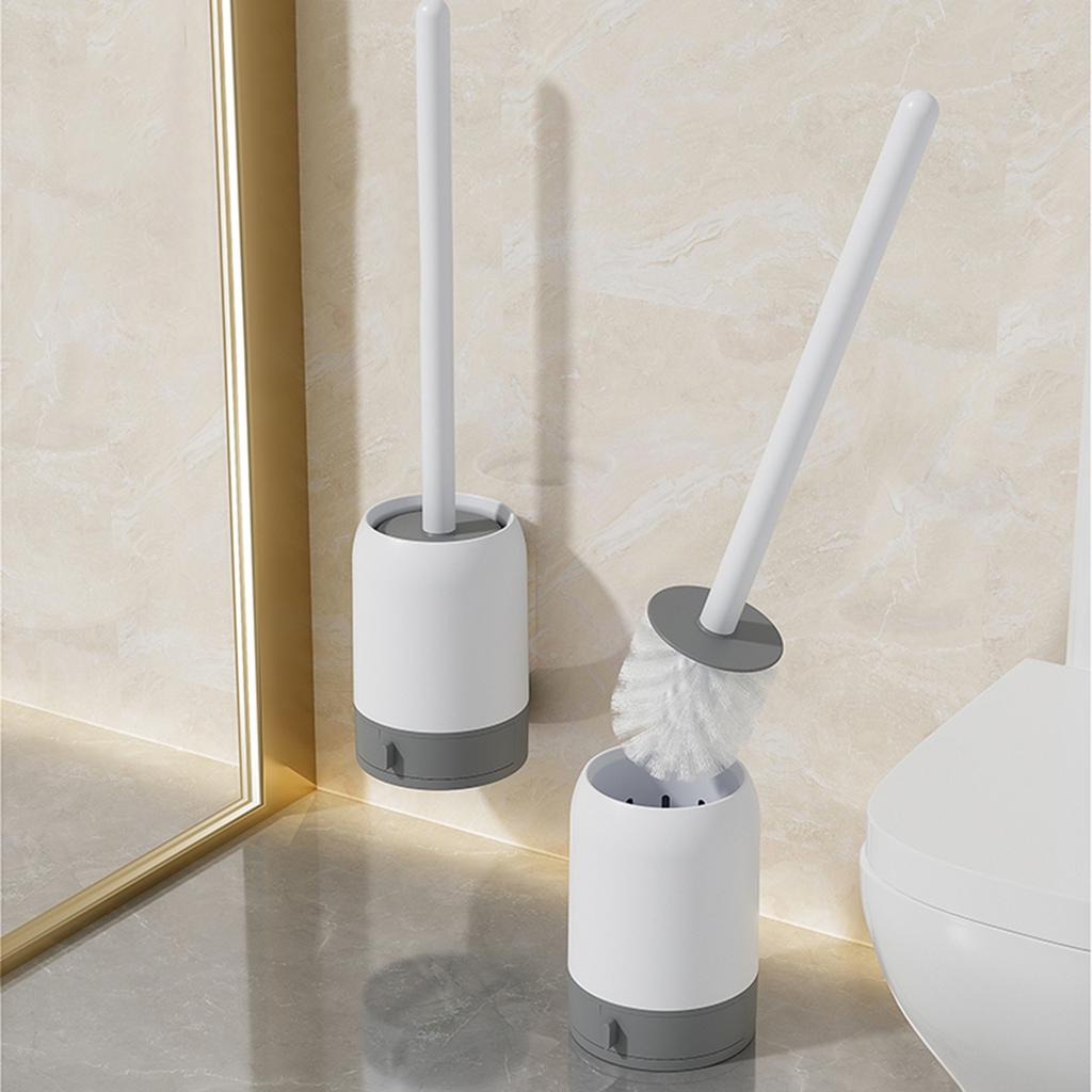 Wall Mounted Extended Handle Toilet Brush With Drain Holder No Dead Corners Toilet Cleaning Brush Bathroom Accessories