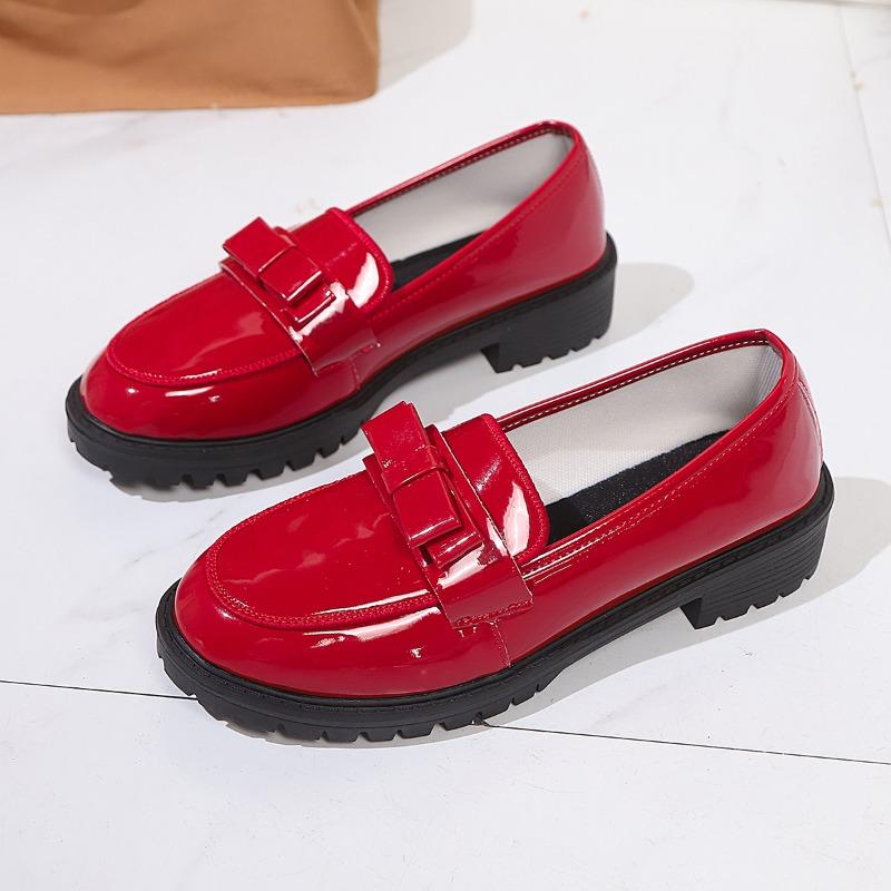 Модная женская обувь с круглым носком, на толстой подошве, на одну ногу, универсальная, новая весенняя кожаная обувь 2025 года, настоящие лоферы, трендовая